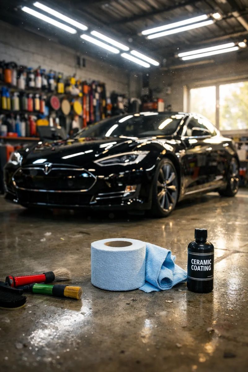 Technician fitting custom automotive components during a vehicle modification project